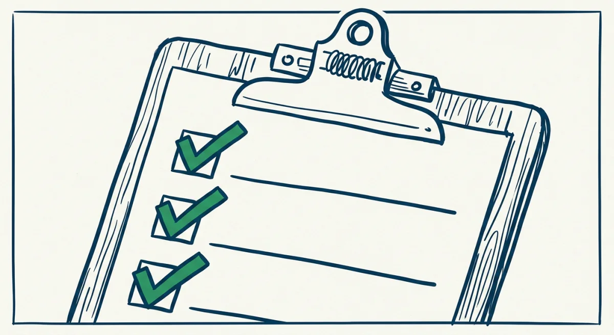 a clipboard with three ticked lines
