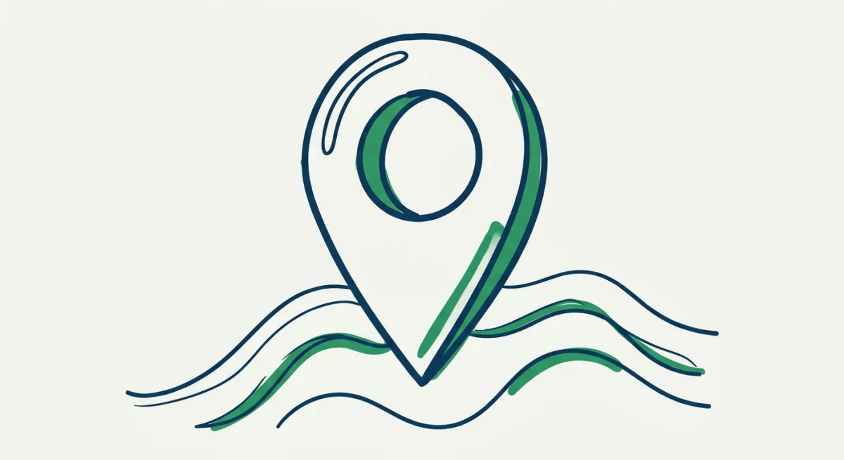 a simple map pin over two contour lines